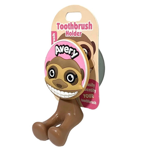 Happy Smiles Personalized Kids Toothbrush Holder Avery Monkey - Picture 3 of 4